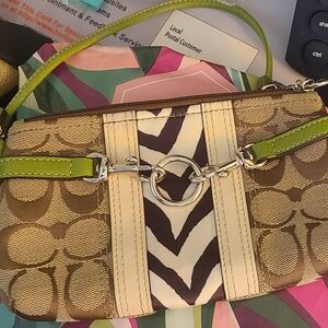Coach Brown and Green Patterned Clutch